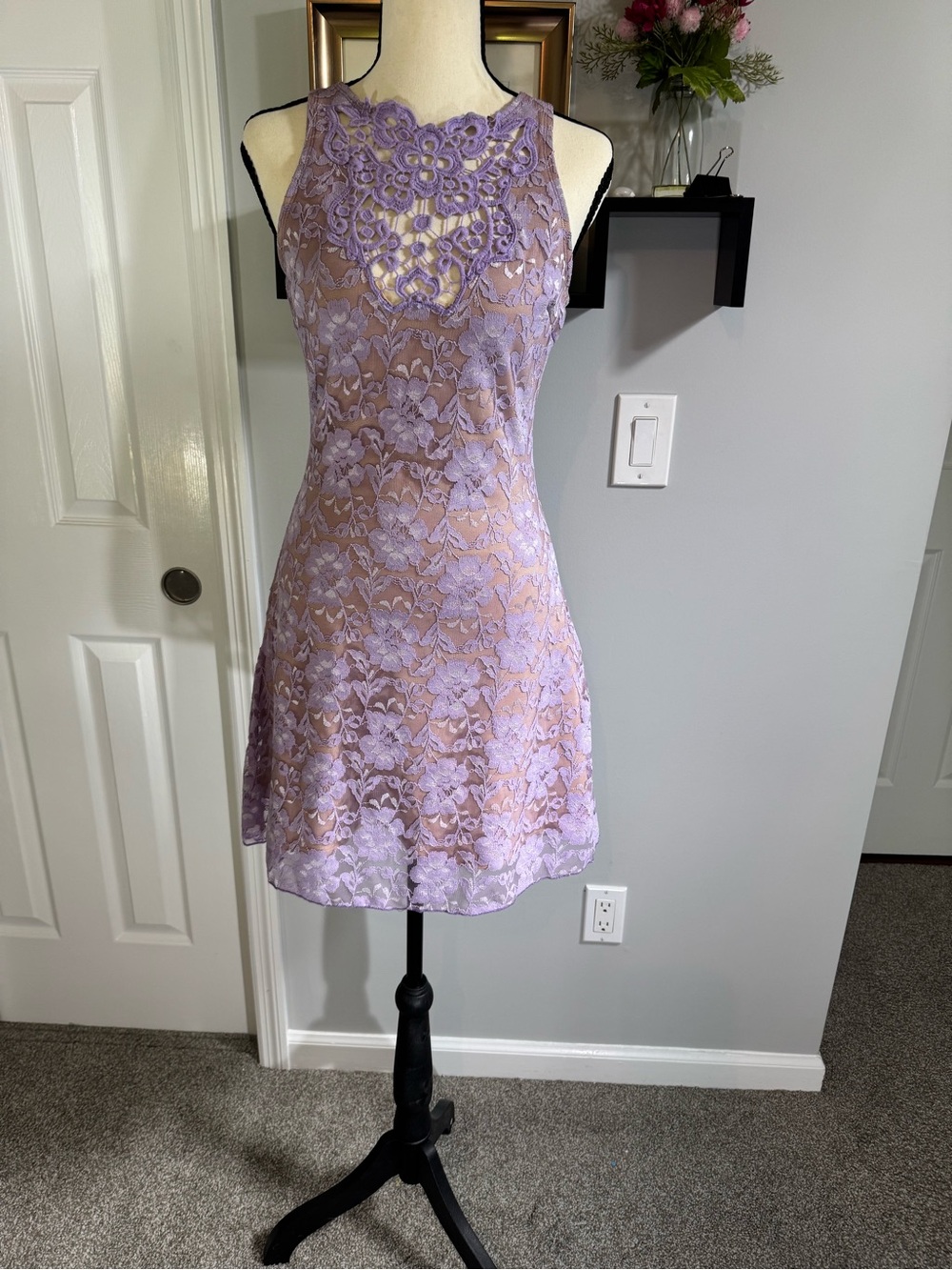 Dress the Population-One Rad Girl Lavender & Nude Liner Fit-and-Flare Dress
